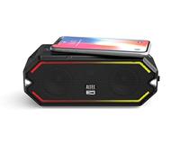 Altec Lansing HydraBlast, altavoz inalámbrico portátil Bluetooth, IP67 impermeable para fiestas, altavoces recargables USB C para exteriores con cargador de teléfono integrado y luces LED, tiempo de reproducción de 20 horas (negro)