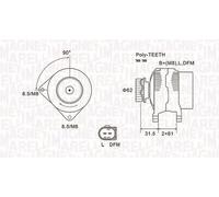Alternador con polea 063731820010 MAGNETI MARELLI para VW TOUAREG MULTIVAN T5