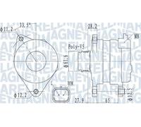 Alternador con polea 063732016010 MAGNETI MARELLI para FIAT ALFA ROMEO