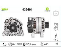 Alternador con polea 439691 VALEO para CITROËN PEUGEOT FIAT