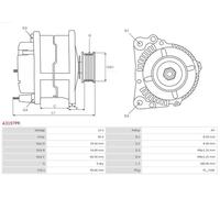 Alternador con polea A3197PR AS-PL para SEAT VW AUDI SKODA OPEL