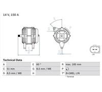 Alternador con polea cigüeñal 0 986 048 380 BOSCH para FORD GALAXY II S-MAX