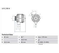 BOSCH Alternador para MERCEDES-BENZ Ref: 0 986 039 750)