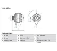 Alternador con polea de rueda libre 0 986 040 350 BOSCH para VW AUDI