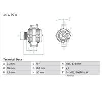 BOSCH Alternador para MERCEDES-BENZ: Classe C (Ref: 0 986 041 530)