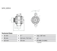 Alternador con polea de rueda libre 0 986 043 660 BOSCH para MERCEDES-BENZ