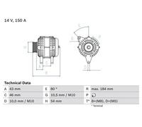 BOSCH Alternador para FIAT: Ducato, Ulysse & SUZUKI: Grand Vitara, Vitara & CITROËN: Jumper, Relay, Jumpy, C8, Evasion, Dispatch (Ref: 0 986 044 400)