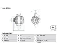 BOSCH Alternador para MERCEDES-BENZ: Sprinter, Vito, Viano (Ref: 0 986 046 320)