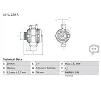 Alternador con polea de rueda libre 0 986 047 800 BOSCH para MERCEDES-BENZ