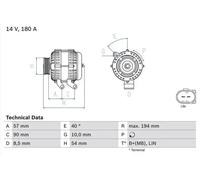 BOSCH Alternador para VOLVO: XC 70, S60, V70, C70, XC 60, S80, V60, XC 90 (Ref: 0 986 048 400)