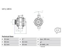 Alternador, generador BOSCH 0 986 049 010