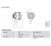 Alternador con polea de rueda libre 0 986 049 221 BOSCH para TOYOTA PREVIA II