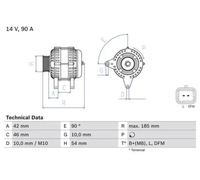 BOSCH Alternador para PEUGEOT: 207, Partner, Expert, 207+, Boxer & CITROËN: Berlingo, Jumper, Relay, Jumpy, Dispatch (Ref: 0 986 080 190)