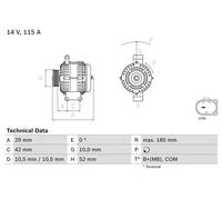 BOSCH Alternador para MERCEDES-BENZ: Classe A, Classe B (Ref: 0 986 081 040)