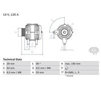 Alternador con polea de rueda libre 0 986 082 440 BOSCH para NISSAN