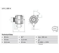 BOSCH Alternador para IVECO: Daily & FIAT: Ducato (Ref: 0 986 084 140)