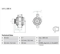 Alternador con polea de rueda libre 0 986 084 590 BOSCH para MERCEDES-BENZ VIANO