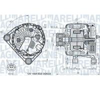 Alternador con polea de rueda libre 063731406710 MAGNETI MARELLI para OPEL SAAB