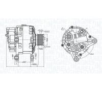 Alternador con polea de rueda libre 063739064010 MAGNETI MARELLI para RENAULT
