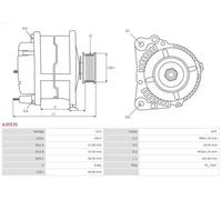 Alternador con polea de rueda libre A3553S AS-PL para HYUNDAI KIA OPEL