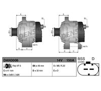 Alternador con polea de rueda libre DAN3006 DENSO para BMW 3 Touring 3 Compact 3
