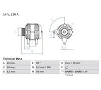 BOSCH 0 986 038 950 Alternador