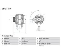 Alternador con polea múltiple 0 986 039 000 BOSCH para BMW 3 3 Coupé 5 5 Touring