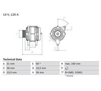 Alternador con polea múltiple 0 986 039 250 BOSCH para OPEL SAAB