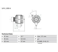Alternador con polea múltiple 0 986 040 370 BOSCH para VOLVO 850 S40 I S70 V70 I