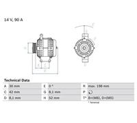Alternador con polea múltiple 0 986 041 800 BOSCH para MERCEDES-BENZ CLASE A