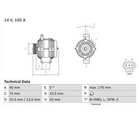 Bosch Alternador 0 986 042 790 con polea múltiple para FORD Transit/Tourneo