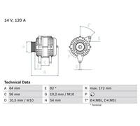 Alternador con polea múltiple 0 986 046 140 BOSCH para OPEL FIAT