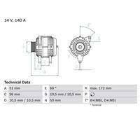 Alternador con polea múltiple 0 986 046 230 BOSCH para OPEL SAAB