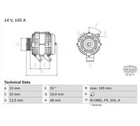 BOSCH Alternador para FORD: Fiesta, Focus, Fusion, C-Max (Ref: 0 986 080 440)