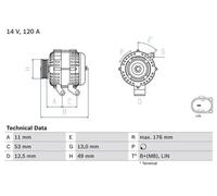 Alternador con polea múltiple 0 986 082 220 BOSCH para FORD C-MAX II GRAND C-MAX