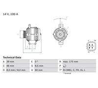 BOSCH Alternador para HONDA: Civic, CR-V, Accord (Ref: 0 986 082 420)