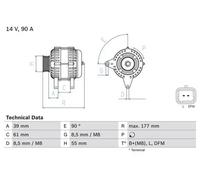 Alternador con polea múltiple 0 986 083 190 BOSCH para DACIA RENAULT