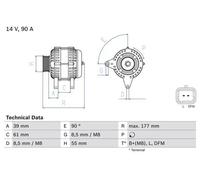 Alternador con polea múltiple 0 986 083 190 BOSCH para DACIA RENAULT