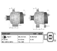 Alternador con polea múltiple DAN1487 DENSO para ISUZU D-MAX I D-MAX II