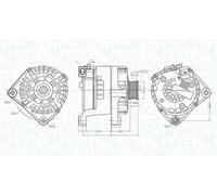 Alternador con polea para correa poli V 063732041010 MAGNETI MARELLI