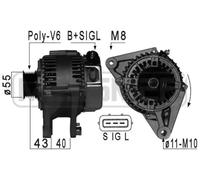 Alternador con polea para correa poli V 209003A ERA para TOYOTA COROLLA MR2 III
