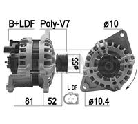 Alternador con polea para correa poli V 209478A ERA para FIAT IVECO