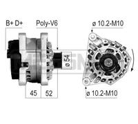 ERA Benelux Alternador EB208Q SG7S024 SG7S014 S542678A A11VI91 70A 14V para Peugeot/Citroën/Fiat