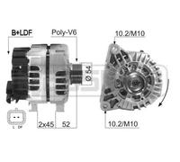 Alternador con polea para correa poli V 210604A ERA para PEUGEOT CITROËN