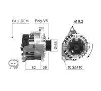 ERA Benelux Alternador EB071G 078 903 016 120A 14V con polea para correa poli V