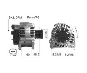 Alternador EB216Q 89213557 CA 1394 IR DRB1860 A0233(BOSCH) A0059 WA22971 A0233