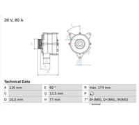 Alternador para BOSCH 0 986 039 790 para MERCEDES-BENZ ACTROS 11.946 1996-2002