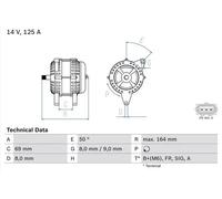 Alternador sin polea 0 986 049 181 BOSCH para FORD TOURNEO CONNECT