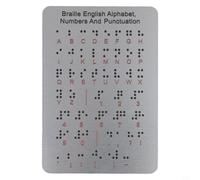 Alternativa de pizarra en braille de metal para el aprendizaje, tablero del alfabeto completo con números y símbolos, herramienta táctil ergonómica para personas con discapacidad visual de 18 x 12 cm