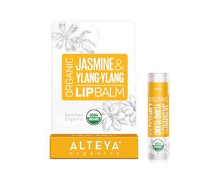 Alteya Organic Bálsamo Labial de Jazmín y Ylang-Ylang 4.5 gr - USDA Certificado Orgánico Producto para Cuidado Labial Basado en Aceites Esenciales Hidratantes y Mantequillas Botánicas Nutritivas